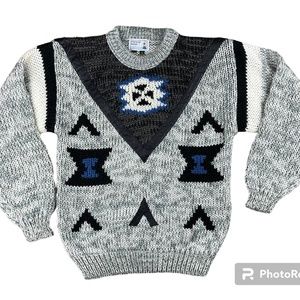 Pioneer Wear Men's Acrylic Knit Sweater Grey/Black/White/Blue